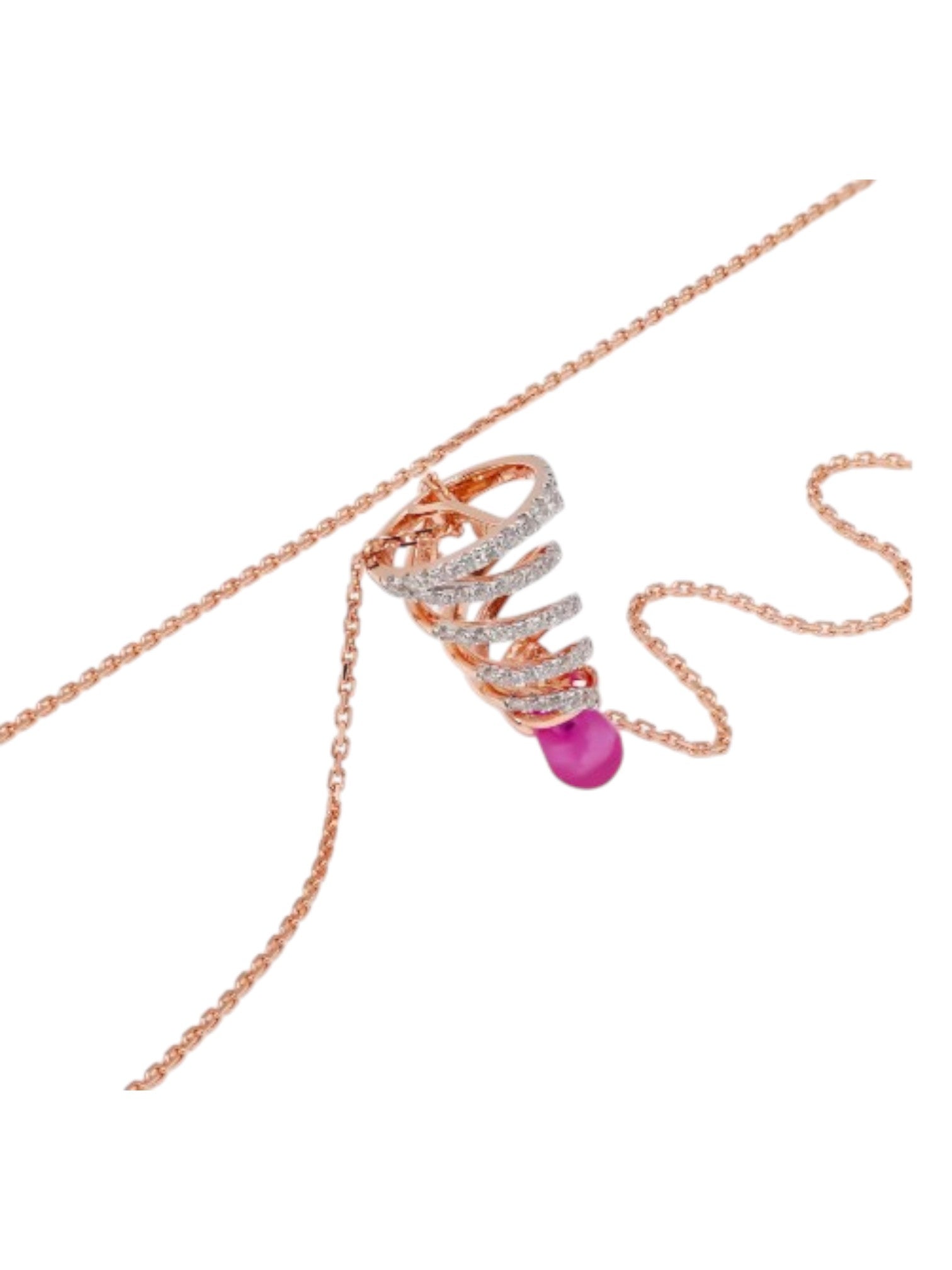 Trendy Twisted 925 Sterling Silver CZ Stone Rose Gold Plated Pendant With Chain For Women By Kesardeep